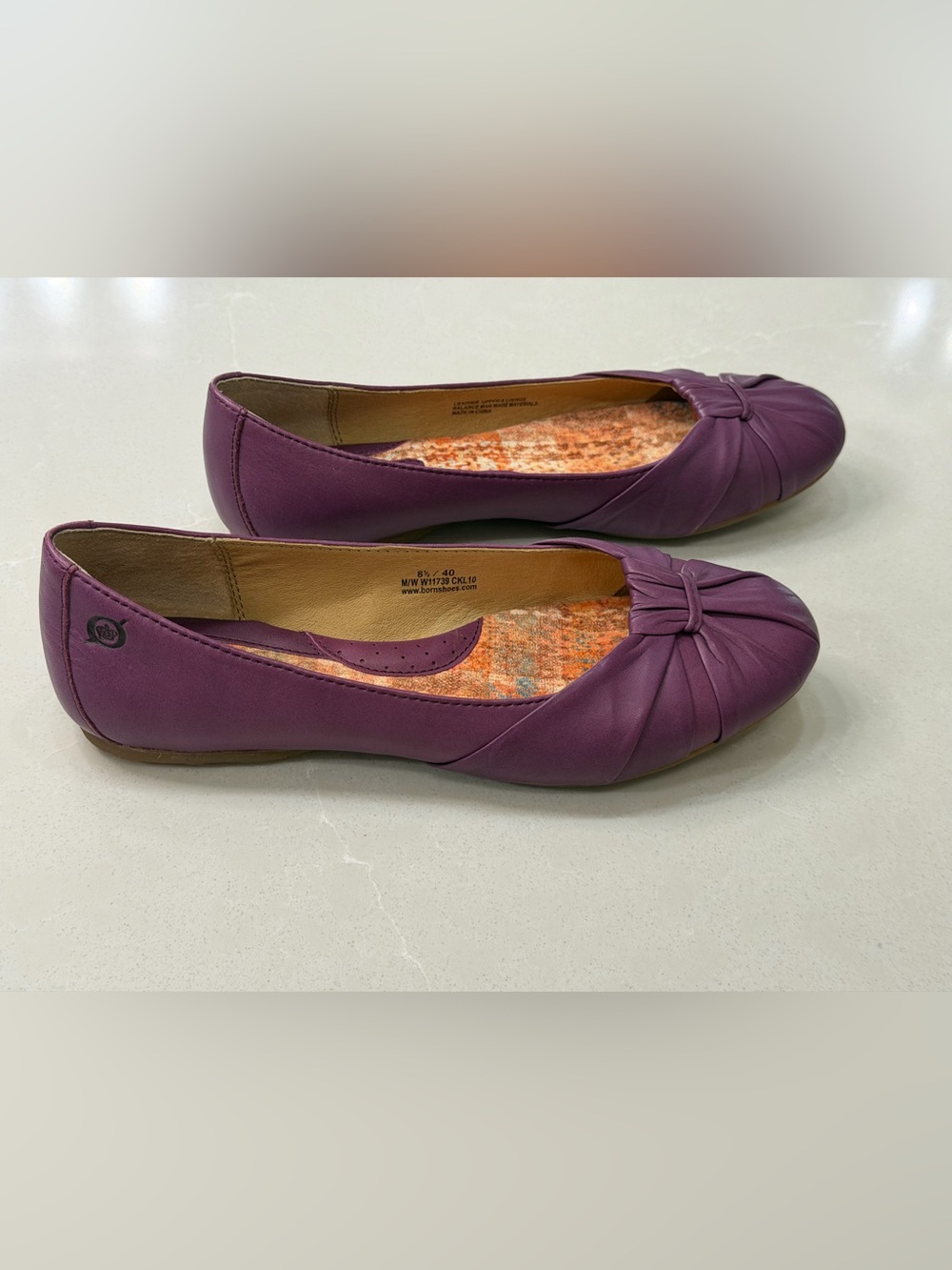 Børn Adele Lavender Purple Leather Cap Toe Ballet Flats Size 8.5 Euro 40
